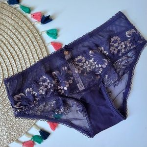 Victoria's Secret Body By Victoria Lace Front Hiphugger Panty Plum Shimmer S NEW